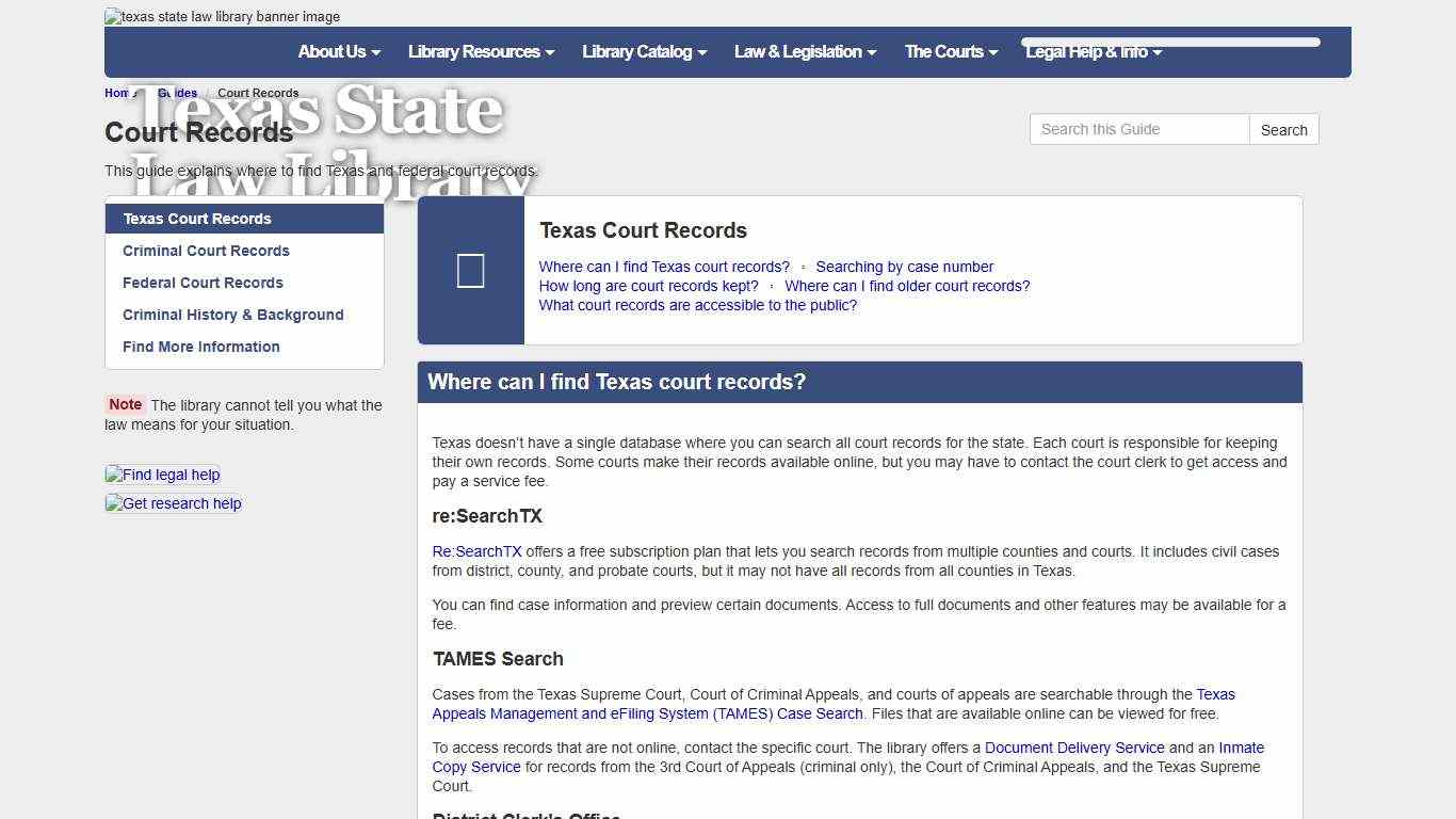 Texas Court Records - Court Records - Guides at Texas State Law Library